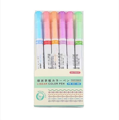 6 pieces Flower-Shaped Outline Curve Pen, Lace Pen, Handwritten Newspaper, Highlighter Pen, Graffiti Marking Pen_img_4