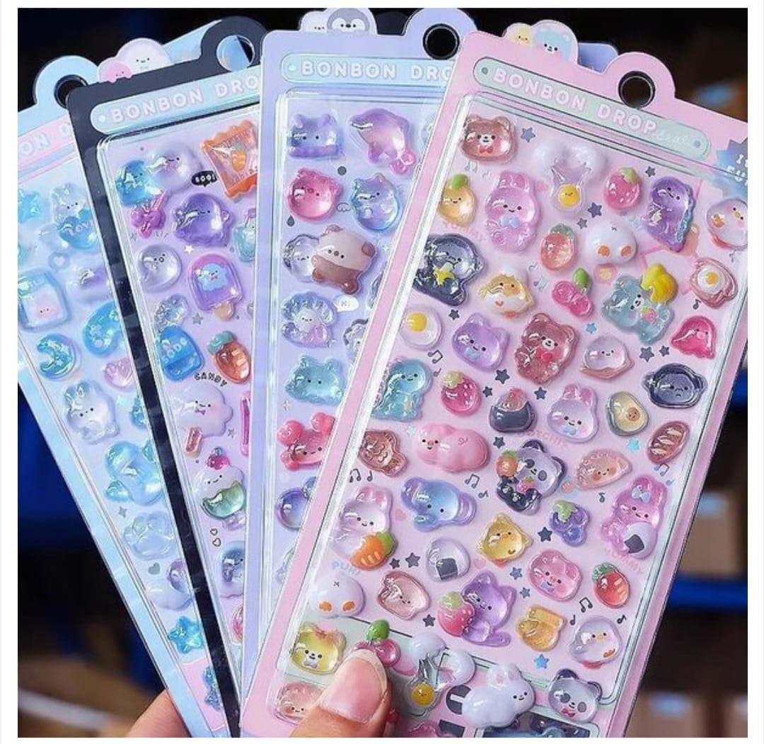Japanese cartoon embossed fun stickers || decorative 3D stickers