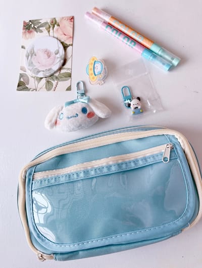 Pencil Case Large Capacity + doll + sticky note + highlighter + keychain + acrylic clip_img_5