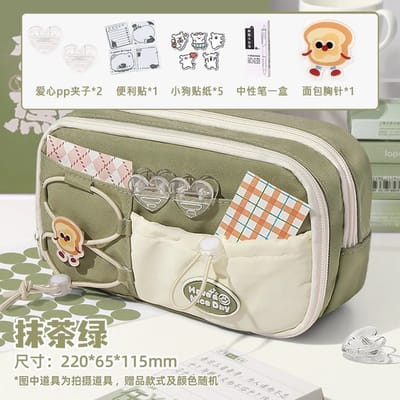 Sea Salt Milk Blue Pencil Case 9-layer Large Capacity with Stationery_img_1