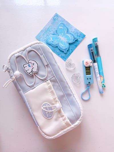 Sea Salt Milk Blue Pencil Case 9-layer Large Capacity with Stationery_img_7