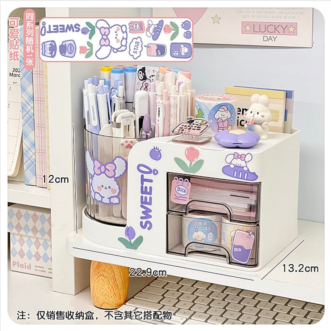 Desktop Pen Holder Storage Box Cute Multifunctional Desk Organizer Storage Cans Office Study Table