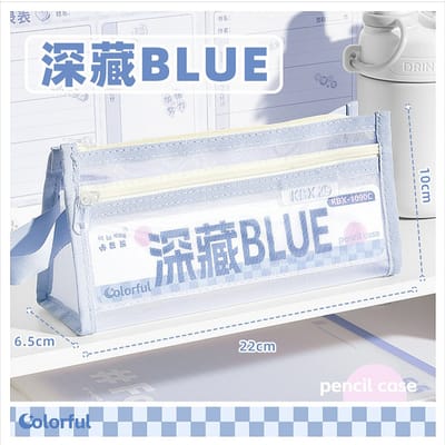 Korean triangle mesh yarn pencil case, high color value double-layer large capacity_img_5