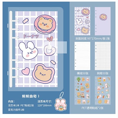 Student Portable Ledger Pvc Loose-Leaf Shell Cute Girl Heart Cartoon Coil Detachable Notebook_img_4