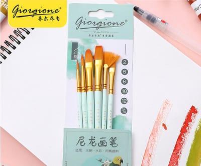 Giorgione Bird Series 7-Piece Set of Gouache and Watercolor Brushes with Nylon Bristles for Acrylic and Oil Painting Coloring_img_0
