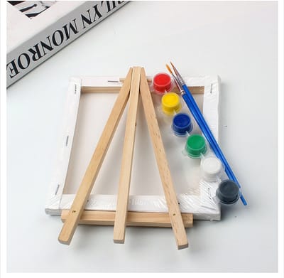 Children DIY painting Set with canvas 10*10, 6 colours and 2 Brushes_img_2