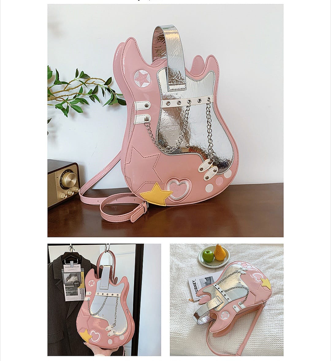 Cross-Border Trendy Shoulder Bag || American Fashion Guitar Style Backpack