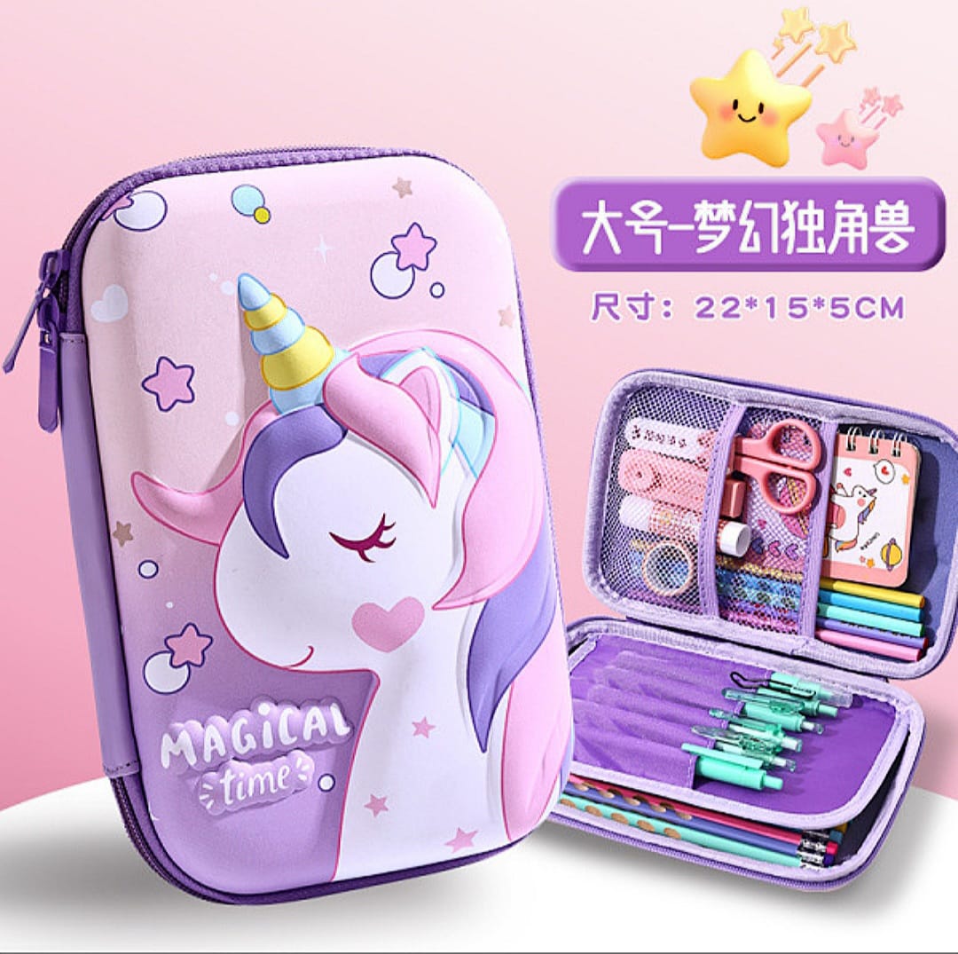 Large Capacity Unicorn Pencil Case 3D Stereo EVA Stationery Case