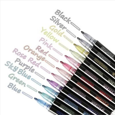 Double line contour pen 8 color graffiti pen metal greeting card pen_img_1