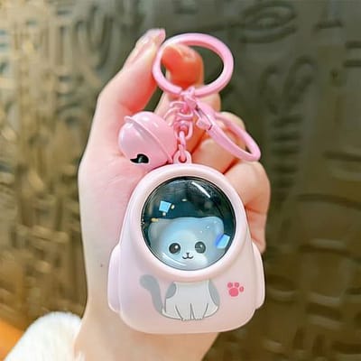 Astronaut Cat Schoolbag Luminous Nightlight Keychain Accessories Bag Decorations Pendant_img_0
