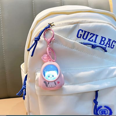 Astronaut Cat Schoolbag Luminous Nightlight Keychain Accessories Bag Decorations Pendant_img_2