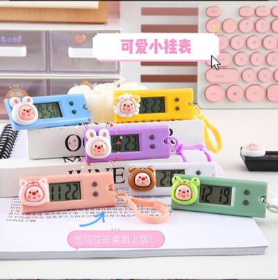 Cartoon cute small hanging watch mini portable electronic clock student exam class schedule clock timer_img_2