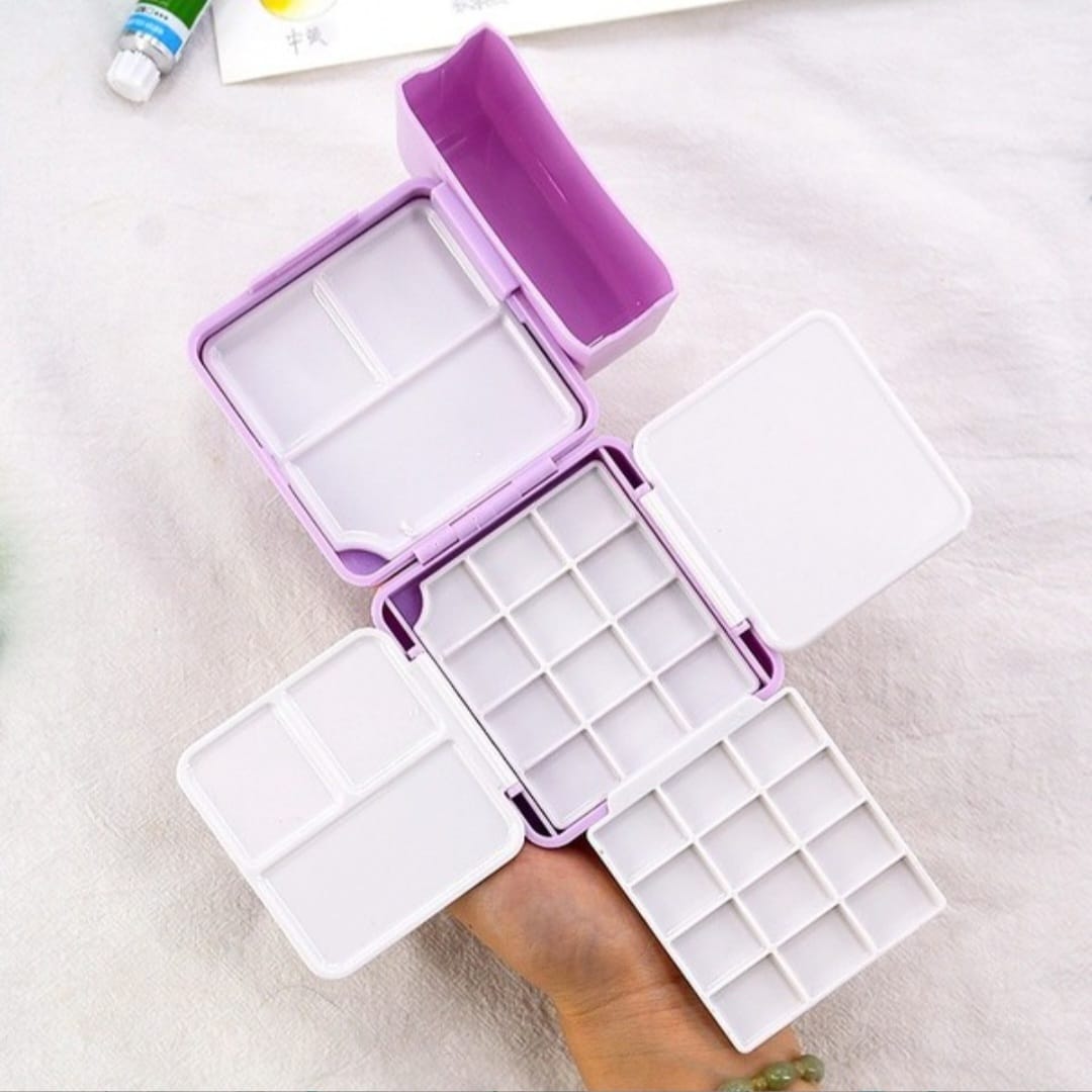 Mini Watercolor Paint Box 24 Color Portable Packing Box Travel Solid suit Color Disc Sketching Color Box