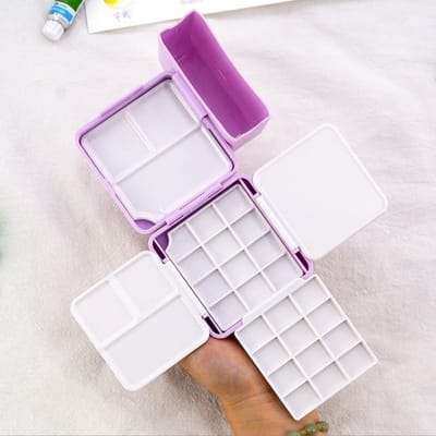 Mini Watercolor Paint Box 24 Color Portable Packing Box Travel Solid suit Color Disc Sketching Color Box_img_1